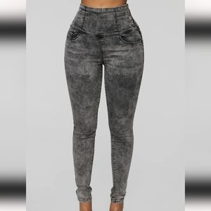 Fashion Nova Grey Zip Up Jeans